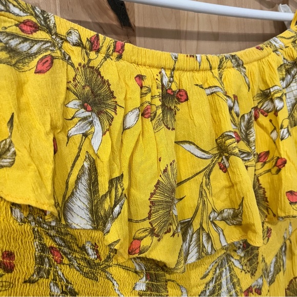 Express Yellow Floral Strapless Mini Dress, Large - Picture 5 of 5